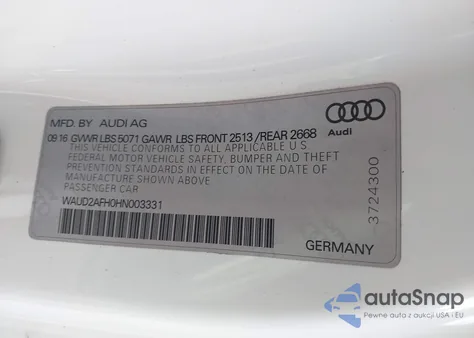 2017 Audi A5 2.0T Sport из США, поврежденный, VIN WAUD2AFH0HN003331